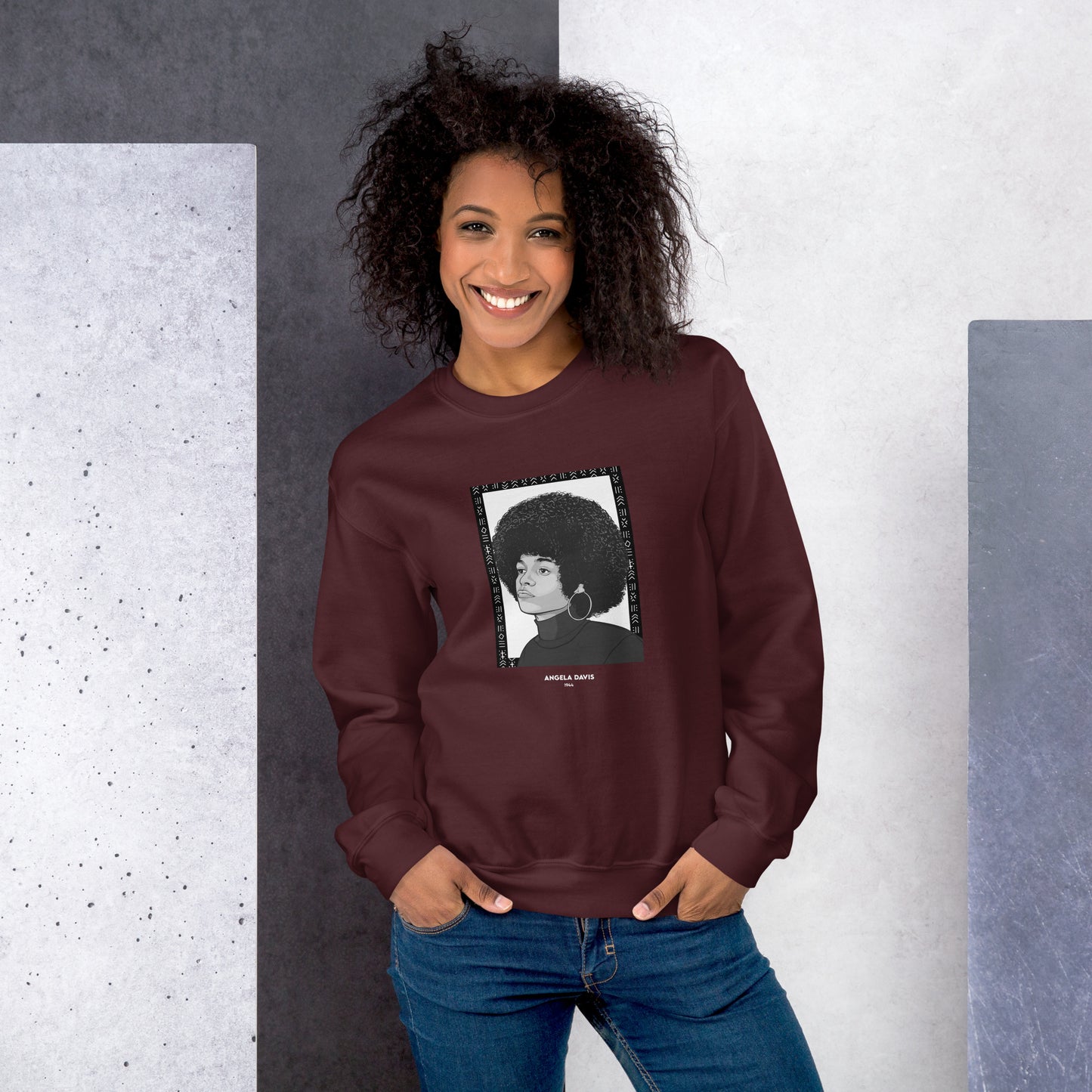 Sweat Unisexe "Angela Davis" Noir & Blanc