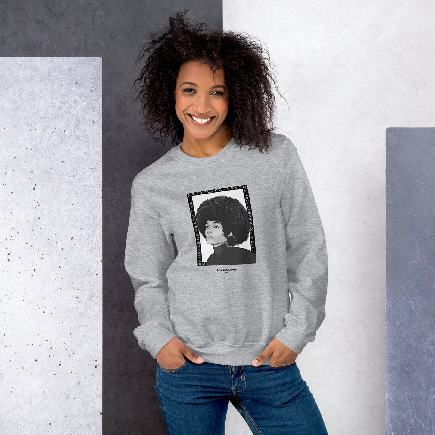 Sweat Unisexe "Angela Davis" Noir & Blanc