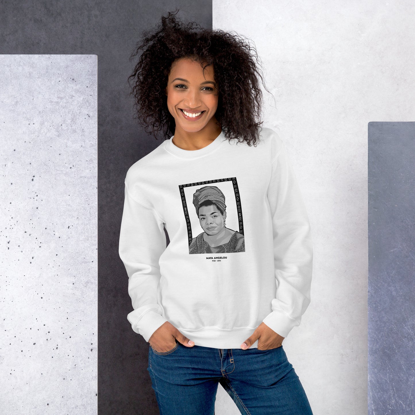 Sweat Unisexe "Maya Angelou" Noir & Blanc